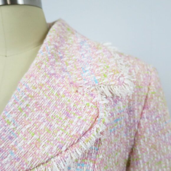 NWT Supply & Demand Pink Rainbow Pastel Bouclé Coat Made in USA of French Fabric - Picture 11 of 16